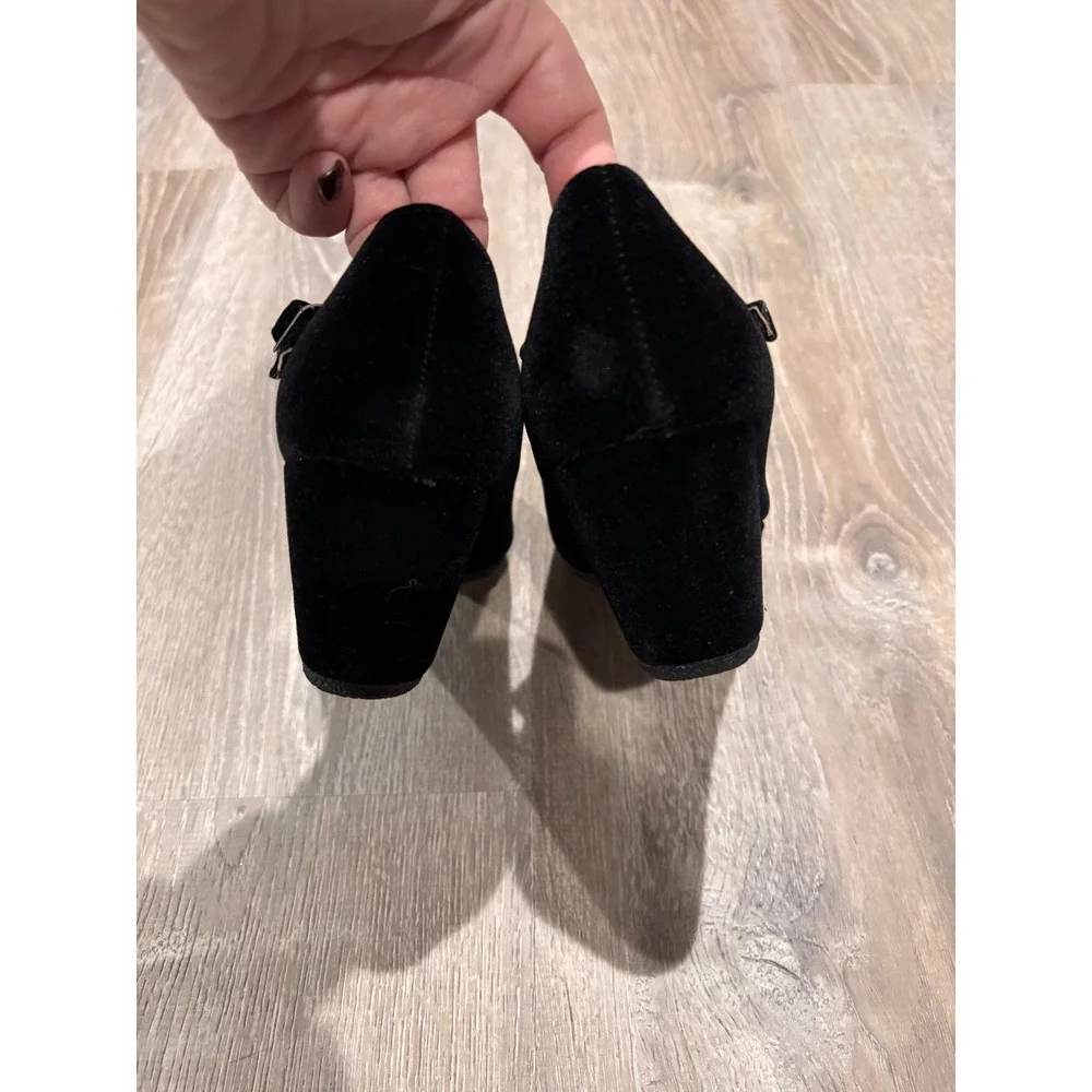 Forever Mary Jane Wedge Heels Black Suede Ankle Strap Platform Pumps Shoes‎